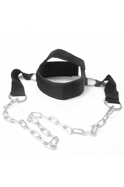Choice حزام رأس أسود مع سلسلة لتدريب الرقبة وحزام رأس لتمارين تقوية الجسم وحز...