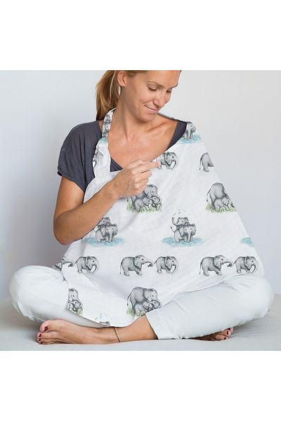 DEUX LAPINS Muslin Baby Breastfeeding Bib - Les Êlêphants