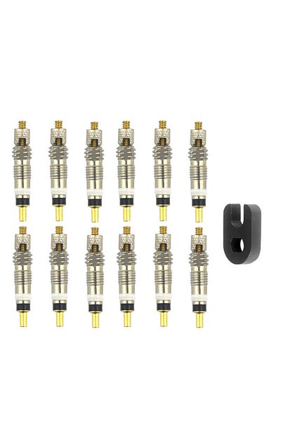 Choice 12pcs core with tool 6/12pcs Bicycle Removable Presta Valve Core CNC FV Bike Replacement Brass Tubel
