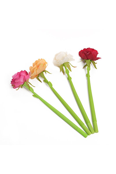 Choice black 4 Piece Mixed Color 4 Piece Cute Kawaii Rose Flower Gel Pen Offi...