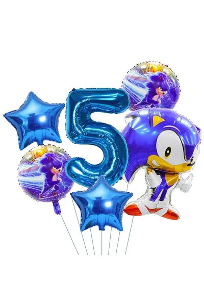 Miniso 1pack 6pcs 1 Set Ultimate Flash Sonic Birthday Balloons Set Sonic Helium Globos for Kids Boy Birthda
