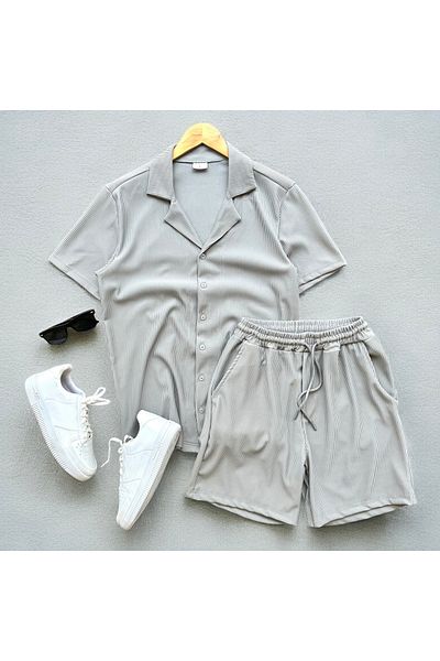 tiggirmoda Ottoman Fabric Short Sleeve Shirt Shorts Set