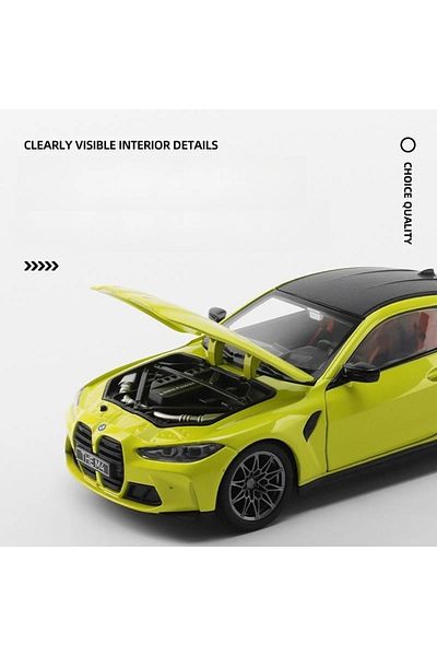 Marsel oyuncak 1:23 M4 G82 M4 Supercar Alloy Diecasts Sound and Light Green