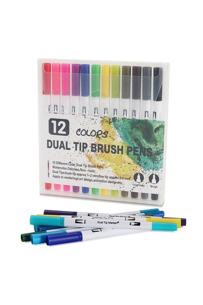 Choice White-12 colors 12-120 Colors Felt Tip Drawing Watercolor Art Markers Pen Dual Brush Fineliner Colou