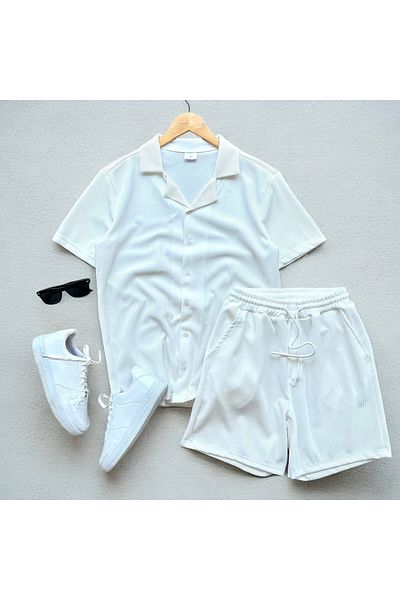 tiggirmoda Ottoman Fabric Short Sleeve Shirt Shorts Set