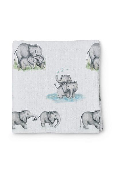 DEUX LAPINS Muslin Baby Blanket - Les Êlêphants 100X100 cm