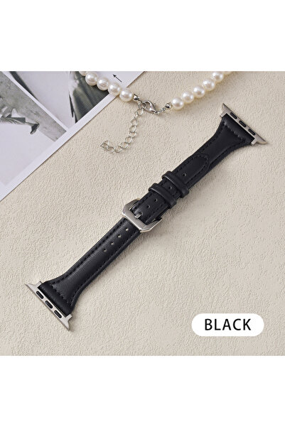 Choice S10-46 45 44 42 49 مم 7 حزام جلدي أسود لساعة أبل 44 مم 40 مم 41 مم 38 ...