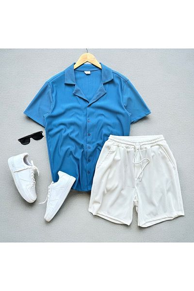 tiggirmoda Ottoman Fabric Short Sleeve Shirt Shorts Set