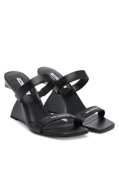Karl Lagerfeld Flip-flops de damă negri KARL LAGERFELD-KL34611 000 BLACK LTHR