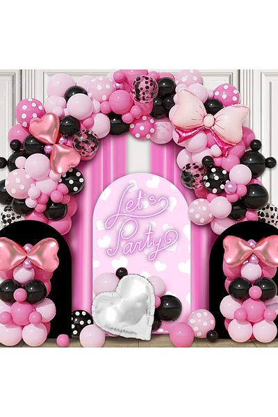 Choice Other As Picture Pink Black Bow Princess Theme Balloon Party Arched Balloon Chain Kit 120 Pieces Pin