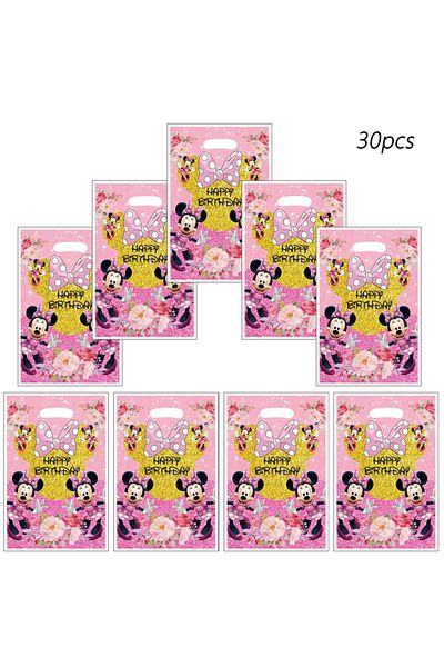 Miniso 25x16.5cm 30pcs 30pcs Disney Minnie Birthday Party Gift Bags，Minnie Candy Bags ， Minnie Goody Bags，M