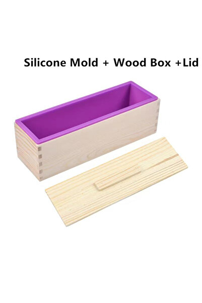 Choice1 قالب صابون سيليكون بغطاء، قالب صابون مستطيل مرن مع صندوق خشبي لصنع ال...