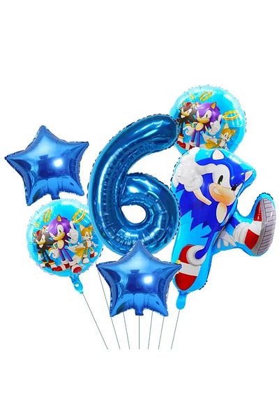 Miniso 1pack 6pcs 1 Set Ultimate Flash Sonic Birthday Balloons Set Sonic Helium Globos for Kids Boy Birthda