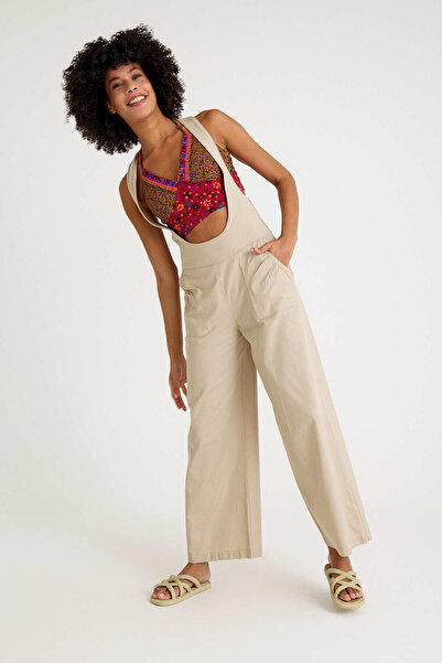 Los banditos Women's Bohemian Jumpsuit with Zipper Detailed Pockets