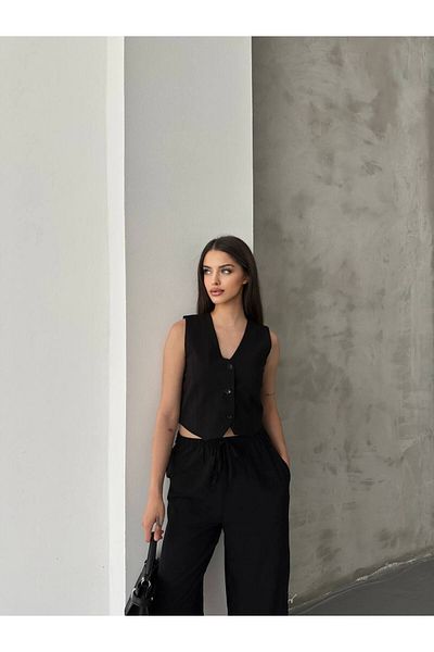 LOKADI Women's Premium Fabric Vest Pants 2-Piece Set