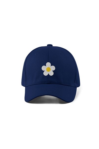 QUATEX Daisy Embroidered Navy Blue Sports Hat Unisex Adjustable Velcro Back It Is a Quality Product