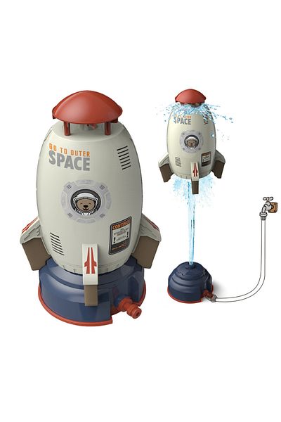 Choice White Flying Jet Water Fountain Sprinkler Splashing Water Toy For Kids 360 Degree Rotating Outdoor P