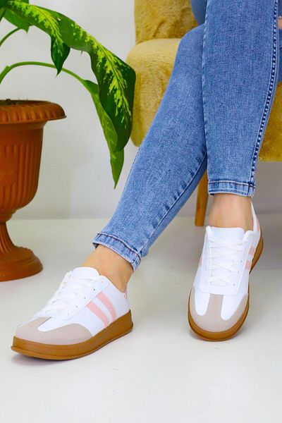 Weynes Women's Pink 2 Stripes Brown Sole Casual Sports Shoes Wsb4072