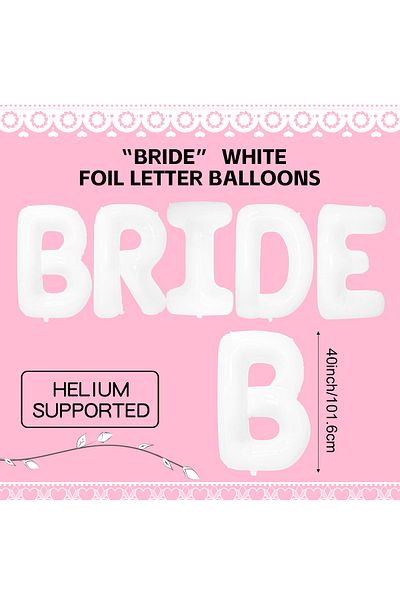 Choice 40inch 5pcs White BRIDE Giant BRIDE Balloons - 40 Inch | Bachelorette Party Decorations | Bride Ball