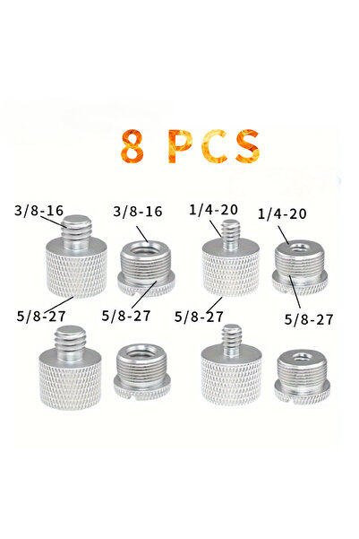 Choice1 مجموعة محولات سلك حامل الميكروفون من 8 قطع فضية، 8 قطع لكل مجموعة، 1/...