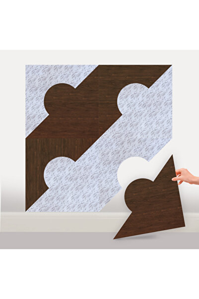 TİNK Kendinden Yapışkanlı Parke Pvc Zemin Kaplama Duvar Paneli Mermer-Teak 40...