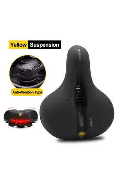 Choice Su Ball Yellow Reflective Shock Absorbing Hollow Bike Saddle MTB Bicycle Seat Breathable Rainproof C