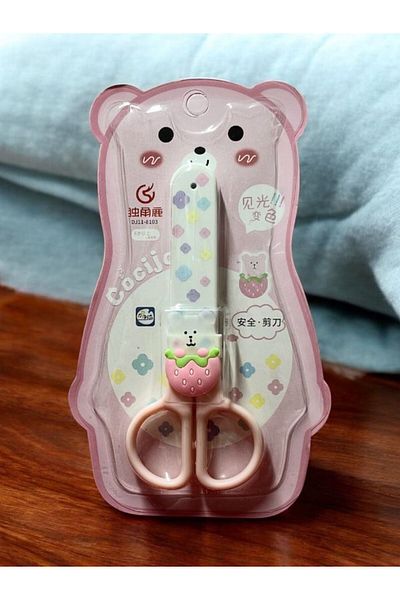 EyER Shoping Clamshell Kindergarten Scissors Blunt Tip Pink