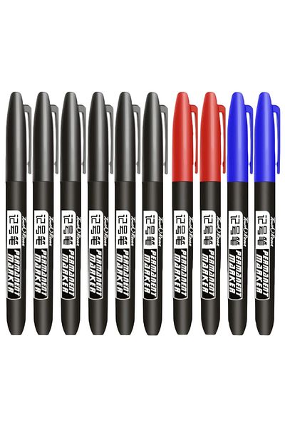 Choice 6 Black 2Blue 2Red Permanent Marker Pen Drawing Markers Black Blue Red Waterproof Ink Sketch Pens St