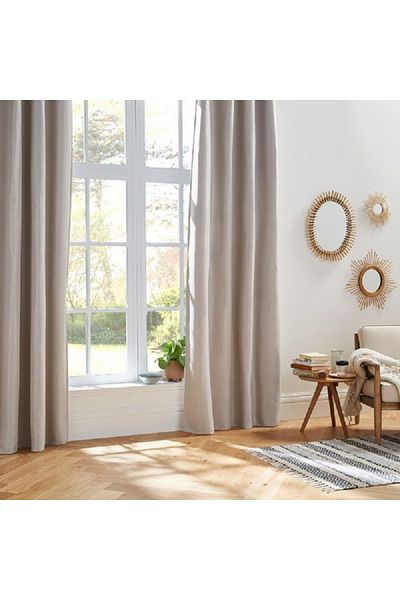 Atmosphera 8-Eyelet Elena Rideau Occultant Black Out Curtain Beige