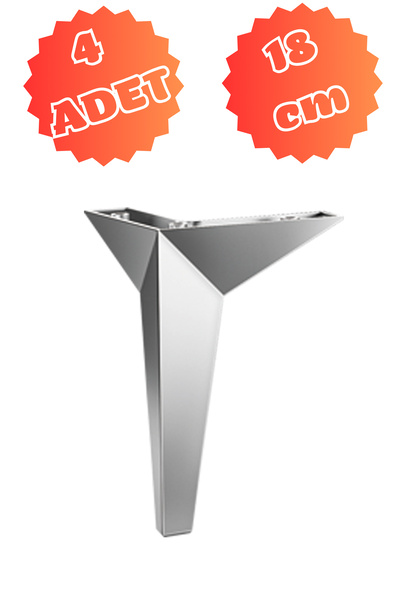 MİSLİNE MODERNO 18 CM KROM (4 ADET) Mobilya Ayağı ,Kanepe Ayağı, Koltuk Ayağı, Ünite Ayağı, Konsol Ayağı