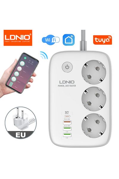 Choice قابس الاتحاد الأوروبي EU LDNIO شريط طاقة ذكي Tuya WIFI Socket كابل تمديد قابس الاتحاد الأوروبي محول توقيت مع 3 PL