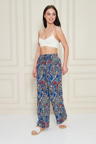 Kutaf Ethnic Patterned Colorful Summer Viscose Trousers
