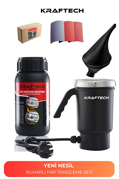 kraftech Buharlı Araba Far Temizleme Seti