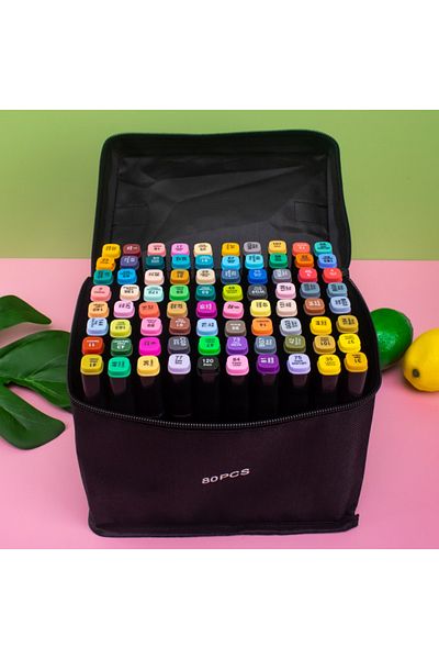 Choice 80pcs 24/48/80 Colors Oily Art Marker Pen Set for Draw Double Headed Sketching Oily Tip Based Marker