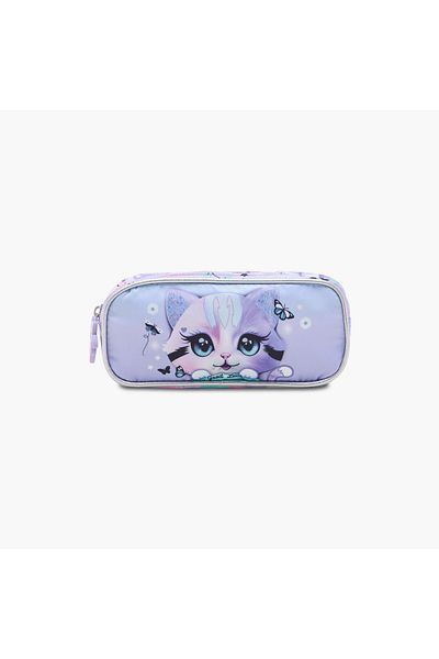 Juniors Juniors Cat Print Pencil Pouch with Zip Closure