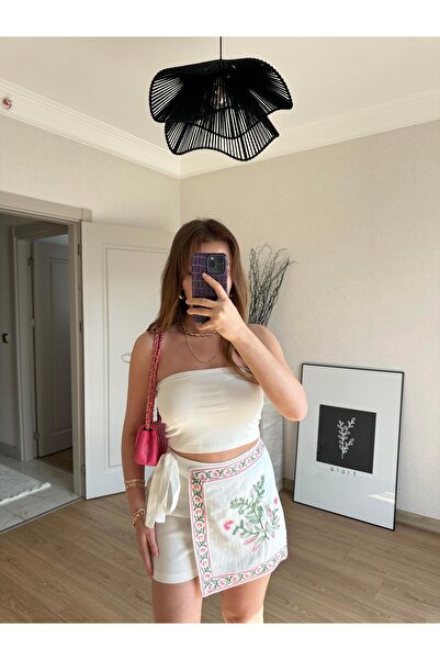 BAŞARAN Basic Bustier Blouse Ecru