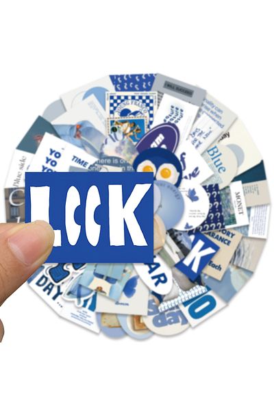 Choice 57 PCS 57pcs Ins Korean Sky Blue Kawaii Cartoon Stickers Cute Decals Kids Toy DIY Decoration Diary S