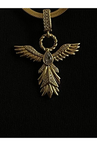 ASD TAKI Luxury Steel Necklace with Zircon Stone and Phoenix Figure Italian C...