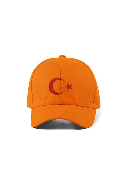 QUATEX Moon Star Embroidered Orange Sports Hat Unisex Adjustable Velcro Back It Is a Quality Product