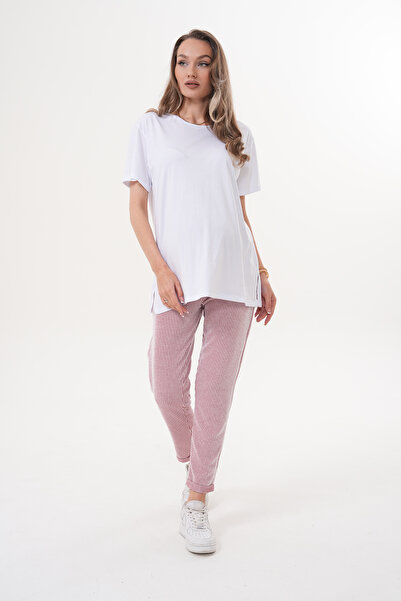 Miss Dünya Lissa Short Sleeve Oversize Tshirt Striped Pants Maternity and Maternity Bottom Top Set