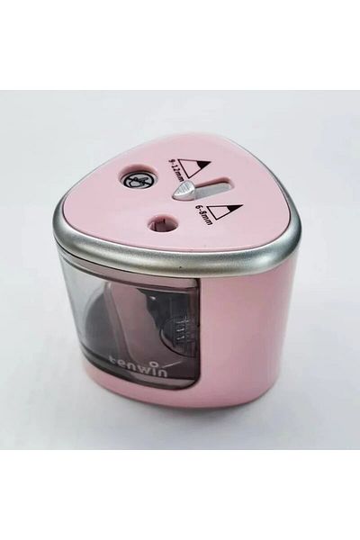 Choice Pink 1pc Convenient Electric Double Hole Pencil Sharpener - Quick & Easy Sharpening for 6-12mm Penci