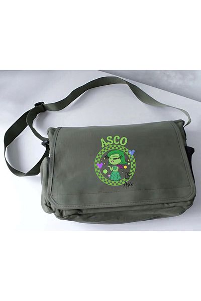 DEEFWEAR Khaki Reverse Face Asco Printed School, Course, Dershane Messenger Bag