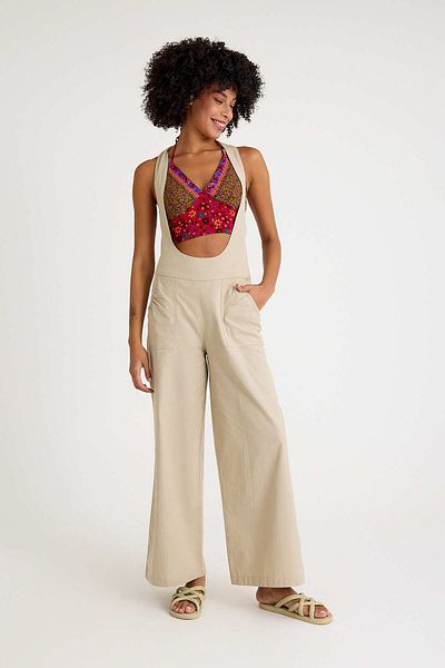 Los banditos Women's Bohemian Jumpsuit with Zipper Detailed Pockets