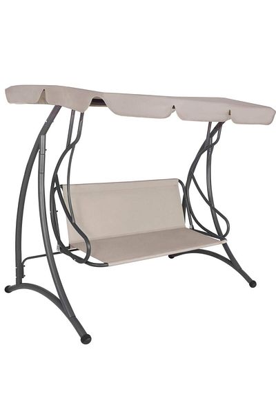 SERSIMO Garden swing 190x115x176 cm, for 3 people, adjustable canopy, cushions included, beige