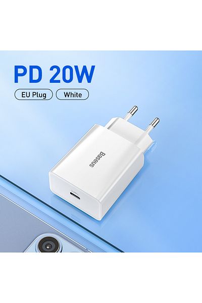 Baseus EU 20W White Baseus 20W Quick Charge QC 3.0 PD USB Type C Fast Charging Charger for iPhone 15 14 13