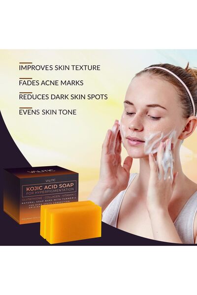 valitic Kojic Acid Soap with Vitamin C, Retinol, Glutathione, and Collagen - 2 Pack