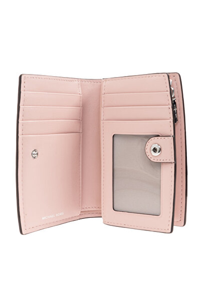 Michael Kors Women's Leather Pink Wallet with Card and Cash Compartment, Zipper and Snap Closure 32S5Sytz2L-Smokeyrose