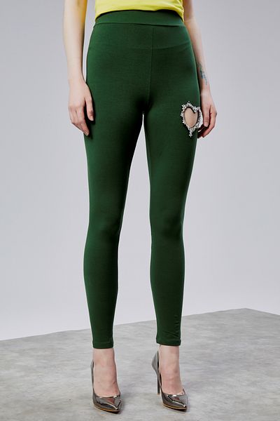 TF The Fancy For You Women's Heart Detailed High Waist Slim Fit Leggings