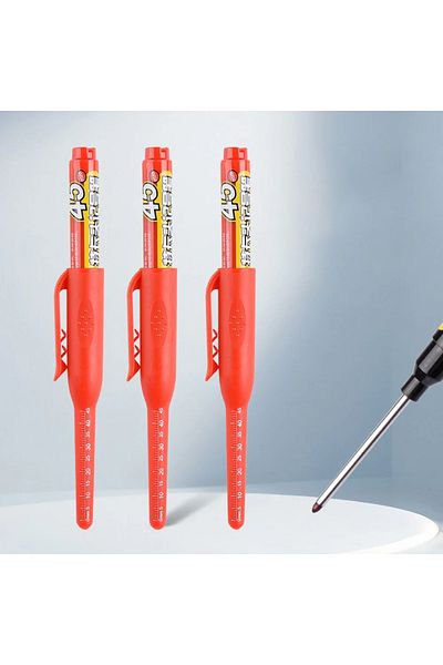 Choice 3X Red 45mm Deep Hole Long Nib Head Markers Deep Drill Hole Long Nib Scriber Multifunction Mechanica