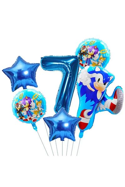 Miniso 1pack 6pcs 1 Set Ultimate Flash Sonic Birthday Balloons Set Sonic Helium Globos for Kids Boy Birthda